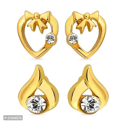 Mahi Eita Collection Combo of Gold Plated Fashion Earrings Studs for Women with Crystal Stones CO1104011G-thumb0