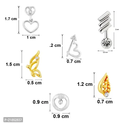 Mahi Combo of 6 Small Earrings with Crystal Stones for Girls and Women CO1105267M-thumb2