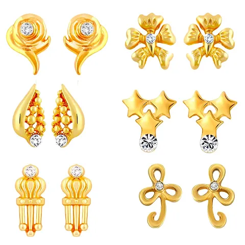Mahi Combo of 6 Small Baby Size Stud Earrings for Women and Girls PACO1105264PR