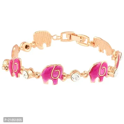 Mahi Crystal Pink Elephant Rose Gold Plated Bracelet for Women BR1100257ZPin-thumb0