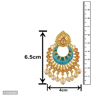 Mahi Meenakari Work Traditional Dangle Drop Earrings with Artificial Bead and Crystals for Women (ER1109702G)-thumb4