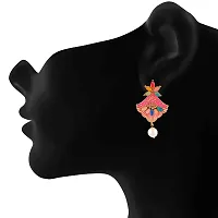 Mahi Meenakari Work Floral Dangler Earrings with Crystal and Artificial Pearl for Womens (ER1109671G)-thumb1