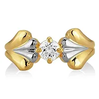 Mahi with Swarovski Zirconia Solitaire Floral Petal Gold and Rhodium Dual Tone Finger Ring for Women FR1105035M14-thumb2
