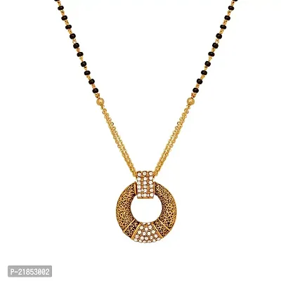 Mahi Gold Plated Round Crystal Mangalsutra Pendant For Women (PS1101724G)