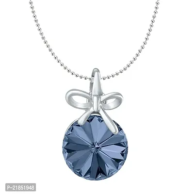 Mahi Montana Blue Swarovski Crystals Bow Pendant for Women and Girls PS1194080RMBlu