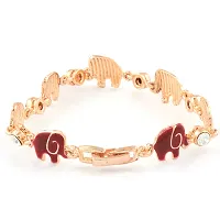 Mahi Crystal Red White Elephant Rose Gold Plated Bracelet for Women BR1100257ZRedWhi-thumb2