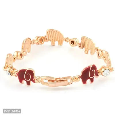Mahi Crystal Red White Elephant Rose Gold Plated Bracelet for Women BR1100257ZRedWhi-thumb3