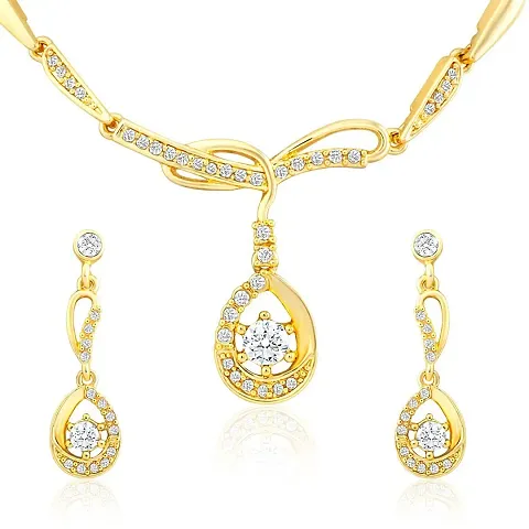 Oviya Gold Plated Necklace Set with Crystal Stone for Women NL7203063G