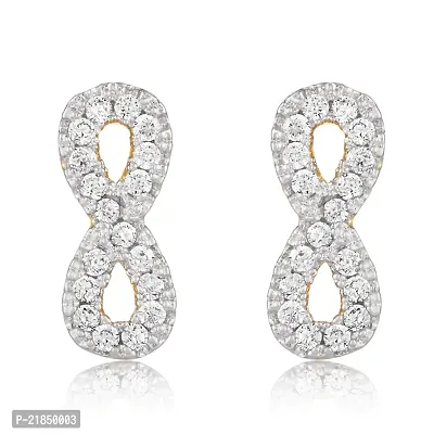 Mahi Gold Plated Ever After Stud Earrings with CZ for Women ER1100552G