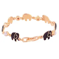 Mahi Crystal Black Elephant Rose Gold Plated Bracelet for Women BR1100257ZBla-thumb2