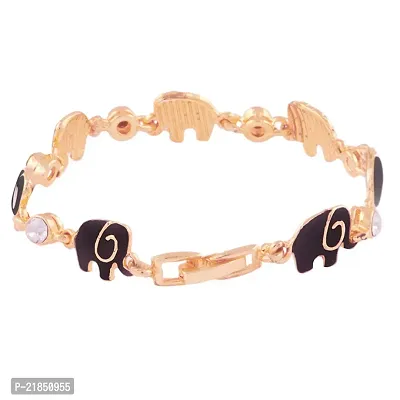 Mahi Crystal Black Elephant Rose Gold Plated Bracelet for Women BR1100257ZBla-thumb3