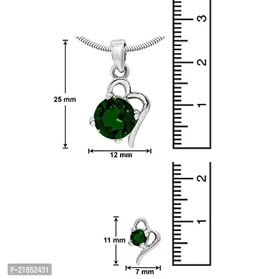 Mahi with Swarovski Elements Green Victorian Heart Rhodium Plated Pendant Set for Women NL1104141RGre-thumb5