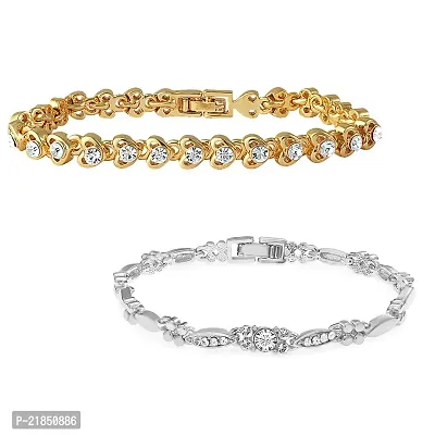 Mahi Gold  Rhodium Plated combo of Two Bracelet with Crystals for Women CO1104591M-thumb0