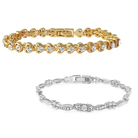 Mahi Plated combo of Two Bracelet with Crystals for Women CO1104591M