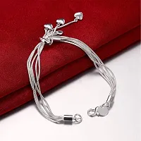 Mahi Heart Charm Silver Rhodium Plated Alloy Bracelet for Women-thumb3