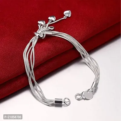 Mahi Heart Charm Silver Rhodium Plated Alloy Bracelet for Women-thumb4