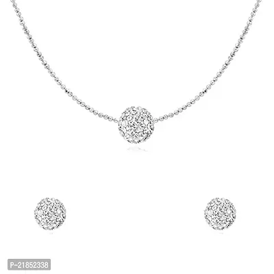 Oviya Rhodium Plated Mesmerizing Shine Pendant Set with Crystal for Women NL2103104RC