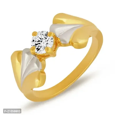 Mahi with Swarovski Zirconia Solitaire Floral Petal Gold and Rhodium Dual Tone Finger Ring for Women FR1105035M12