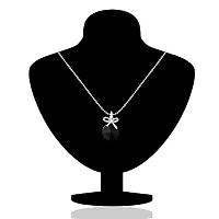 Mahi with Swarovski Crystals Black Bow Rhodium Plated Pendant with Chain for Women PS1194080RBla-thumb1