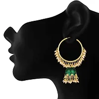 Mahi Green Meenakari Work Enamelled Artificial Pearl Bali Jhumki Earrings for Women (ER1109774GGre)-thumb1