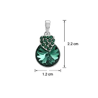 Mahi with Swarovski Crystals Green Heart Strawberry Rhodium Plated Pendant with Chain for Women PS1194089RGre-thumb2