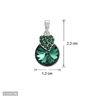 Mahi with Swarovski Crystals Green Heart Strawberry Rhodium Plated Pendant with Chain for Women PS1194089RGre-thumb3