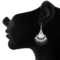 Oviya Oxidised Silver Exclusive Antique Earrings with black artificial beads ER2109599R-thumb1