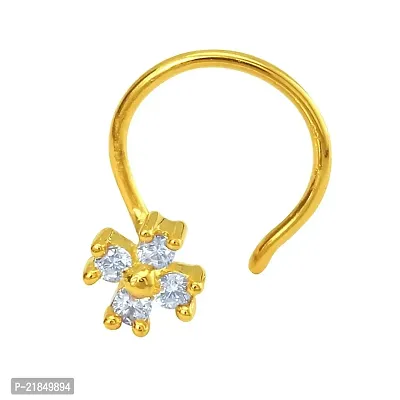 Mahi Gold Plated The Petiole Nosepin with CZ for Women NR1100147G