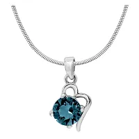 Mahi with Swarovski Crystals Light Blue Victorian Heart Rhodium Plated Pendant Set for Women (NL1104141RCLBlu)-thumb1