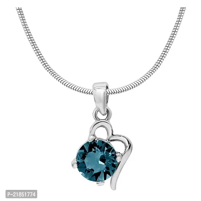 Mahi with Swarovski Crystals Light Blue Victorian Heart Rhodium Plated Pendant Set for Women (NL1104141RCLBlu)-thumb2