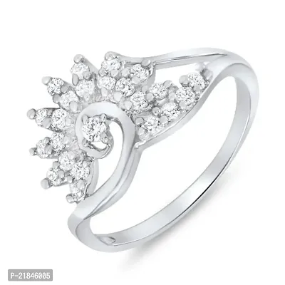 Mahi Rhodium Plated Peacock Ring With CZ Stones for Women FR1100067R14
