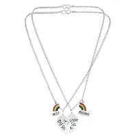 Mahi Rainbow Best Friends BFF, Broken Heart Small Sis and Big Sis Pendant Necklace Chain with Crystals for Girls and Womens (PSCO1101855R)-thumb2