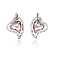 Mahi Rhodium Plated Three Hearts Pendant Set with Pink Crystals for Women NL1101768RPin-thumb2