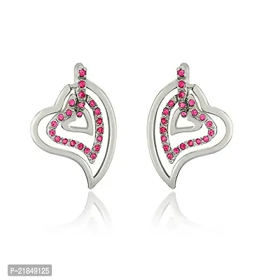 Mahi Rhodium Plated Three Hearts Pendant Set with Pink Crystals for Women NL1101768RPin-thumb3