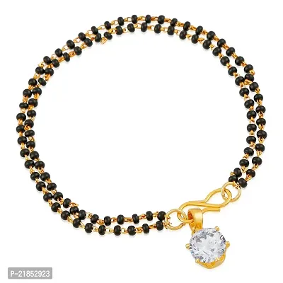 Mahi Gold Plated Designer Solitaire Cubic Zirconia Mangalsutra Bracelet for Women BR1100327G-thumb0