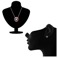 Mahi Cubic Zirconia Pink Floral Rose Gold Plated Pendant Set for Women NL1103669ZPin-thumb1