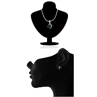 Mahi with Swarovski Elements Green Victorian Heart Rhodium Plated Pendant Set for Women NL1104141RGre-thumb3