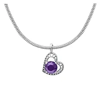 Mahi with Swarovski Elements Violet Stylized Heart Rhodium Plated Pendant Set for Women NL1104139RVio-thumb1