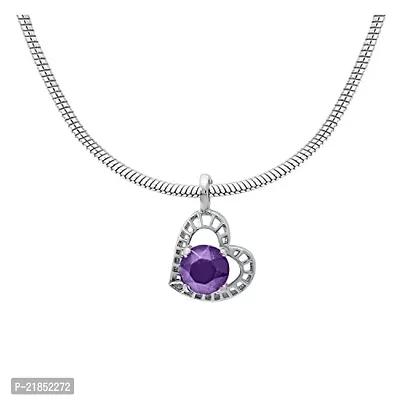 Mahi with Swarovski Elements Violet Stylized Heart Rhodium Plated Pendant Set for Women NL1104139RVio-thumb2