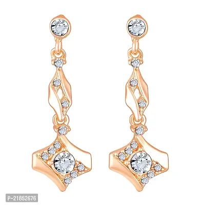 Mahi Rose Gold Plated Dazzling Arc Earrings with White Crystal For Women (ER1193801Z)