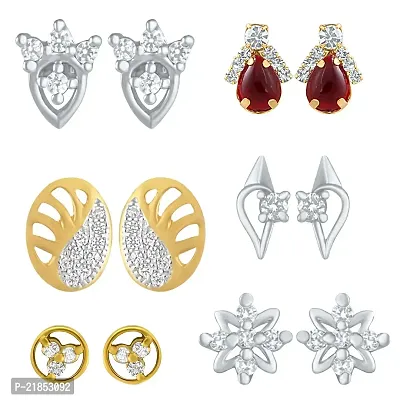 Mahi Combo of 6 Studs Small Earrings with Crystals for Women (COL1105616M)