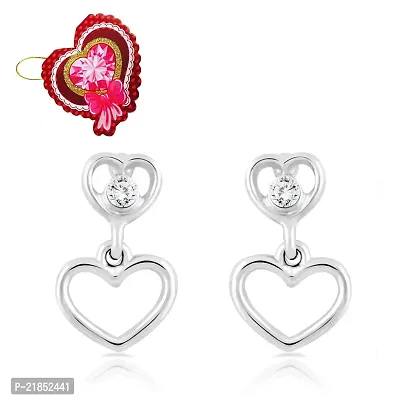 Mahi Double Heart Dangler Earrings with Crystal with Heart Shaped Card for Women ER5109296RCd-thumb0