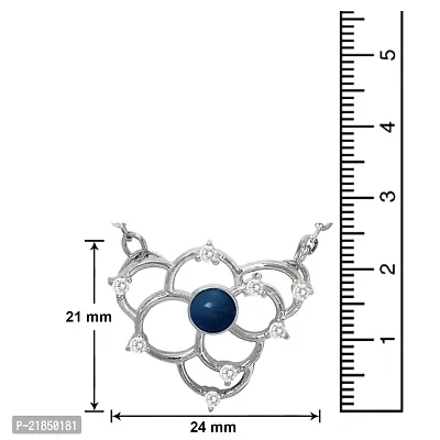 Mahi CZ Blue Flower Rhodium Plated Pendant for Women PS1193668RBlu-thumb3