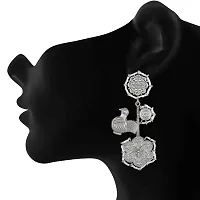 Mahi Tradional Ethnic Oxidised Rhodium Plated Artificial Pearl Floral Dangler Earring for Women (ER1109766R)-thumb1