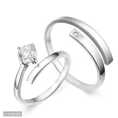 Mahi Valentine Gift Proposal Couple Ring Set with Solitare Cubic Zirconia for Men and Women (FRCO1103036R)