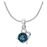 Mahi with Swarovski Elements Light Blue Victorian Heart Rhodium Plated Pendant Set for Women NL1104141RLBlu-thumb1