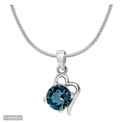 Mahi with Swarovski Elements Light Blue Victorian Heart Rhodium Plated Pendant Set for Women NL1104141RLBlu-thumb2