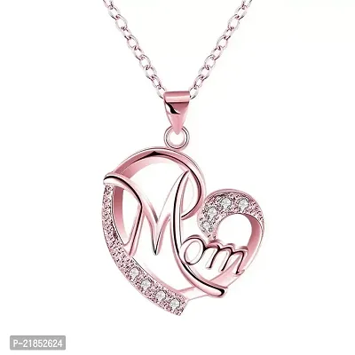 Mahi Rose Gold Plated Dual Heart Pendant for Mom with White Crystal stones PS1101698Z-thumb0