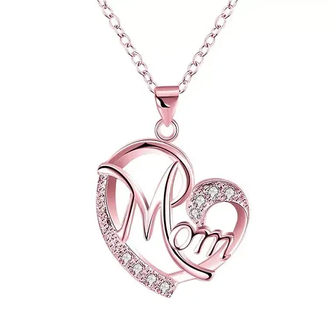 Mahi Rose Gold Plated Dual Heart Pendant for Mom with White Crystal stones PS1101698Z