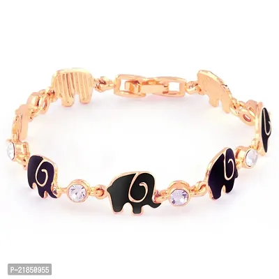 Mahi Crystal Black Elephant Rose Gold Plated Bracelet for Women BR1100257ZBla